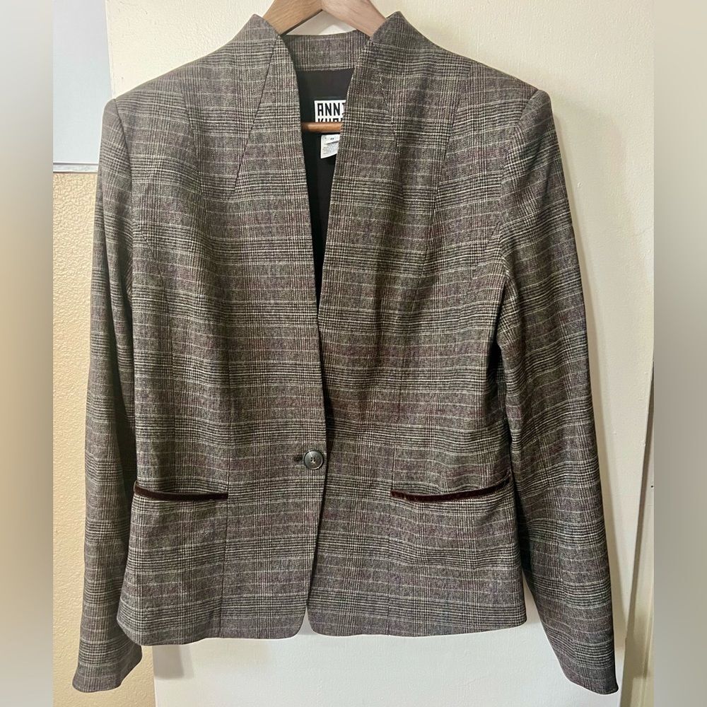 Elegant Anni Kian Tweed Blazer Jacket in rich brown tones Sz8 Classic Academia